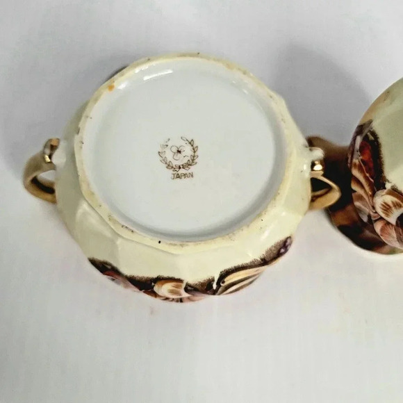 Vintage Japan Sugar and Creamer Set/brown/fruits - Picture 6 of 8